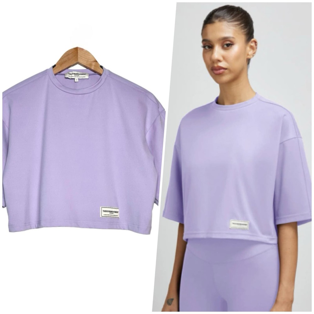 The Giving Movement | Women | Lavender Boxy Cropped Stretch Athletic Tee | Small